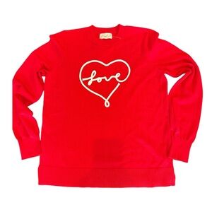 Marled Scarlet Red Love Heart Sweater Women’s Medium NWT